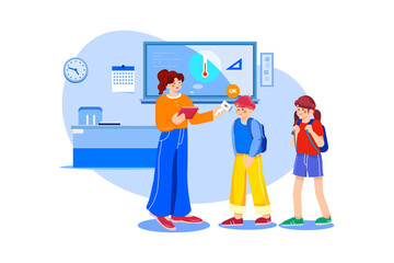 The new normal after the COVID‐19 Pandemic Illustration concept. Flat illustration isolated on white background