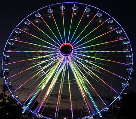 colourful lights and colours of a Ferris wheel at Sydney Easter Show NSW Australia