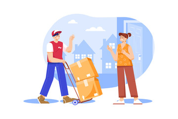 Parcel Delivery Illustration concept. Flat illustration isolated on white background