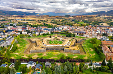 Aerial view Jaca Citadel in Huesca, Spain