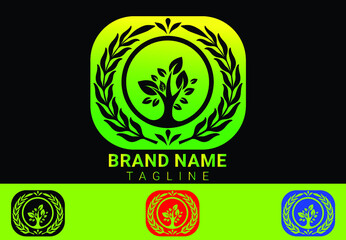 Creative green leaf logo and icon design template