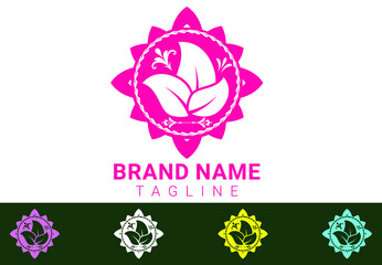 Creative green leaf logo and icon design template