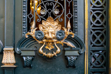 Argentina, Buenos Aires, beautiful  detail of the wrought iron gate  of the Casa de la Cultura.