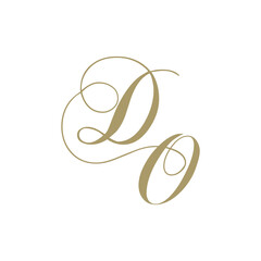gold script monogram, letter d and letter  o