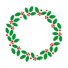 wreath of holy berries , christmas decorative plant- vector illustration