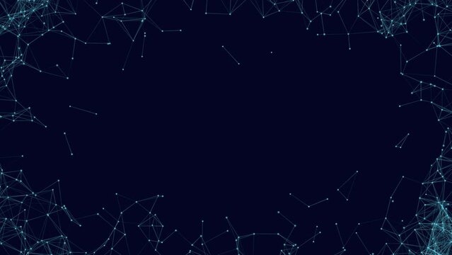Abstract digital connection moving dots and lines. Technology background. Network connection frame structure. 3d. Seamless loop. 4K