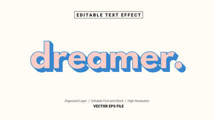 Editable Dreamer Font. Typography Template Text Effect Style. Lettering Vector Illustration Logo.
