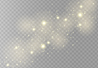 Abstract sparkles isolated on a transparent background. Bokeh lights effect. Vector dust sparks and bright stars shine with special light effect. Christmas sparkling magical. Vector illustration - obrazy, fototapety, plakaty