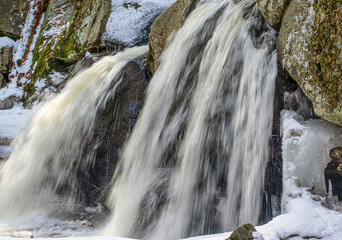 the force of water going over trap  falls