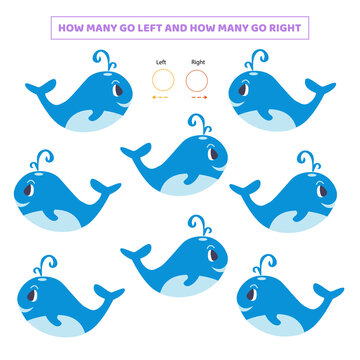Educational game for kids with counting and cartoon whale.