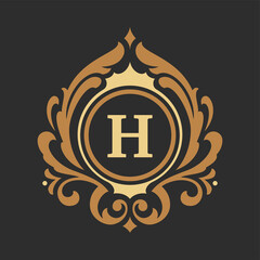 Luxury monogram logo template vector object for logotype or badge design. Trendy vintage royal ornament frame illustration, good for fashion boutique, alcohol or hotel brand