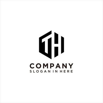 modern TH logo design. hexagon geometric vector logotype
