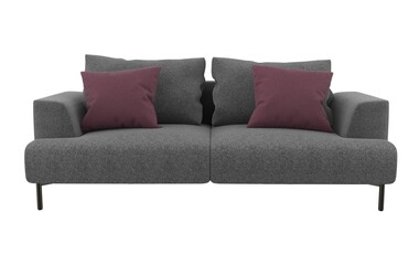 Modern sofa on white background. 3d render.