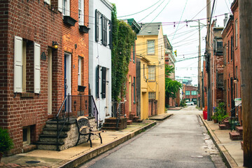 Colorful and Historic Rowhomes in Baltimore, Maryland - obrazy, fototapety, plakaty