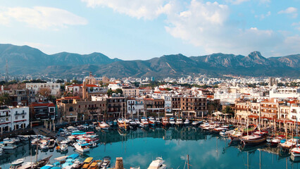 Kyrenia Castle medieval building and historical old harbour in Kyrenia, North Cyprus