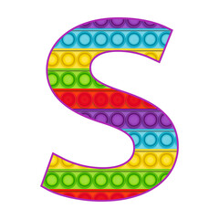 Bright letters Simple Dimple. Pop it rainbow color. Letter S. - obrazy, fototapety, plakaty