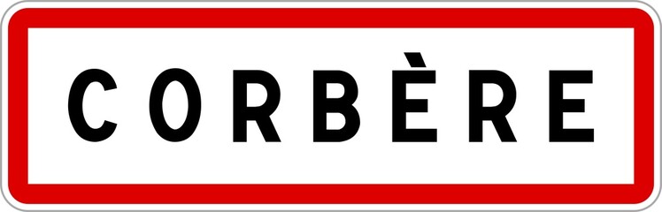 Panneau entrée ville agglomération Corbère / Town entrance sign Corbère