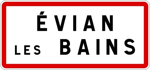 Panneau entrée ville agglomération Évian-les-Bains / Town entrance sign Évian-les-Bains
