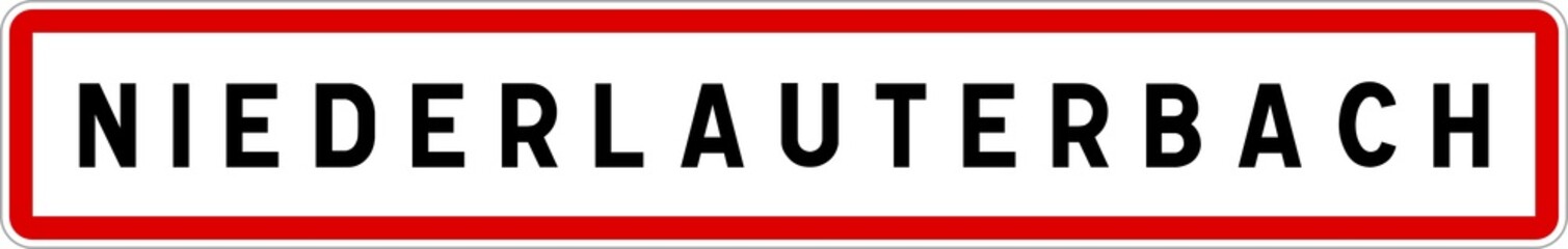 Fototapeta na wymiar Panneau entrée ville agglomération Niederlauterbach / Town entrance sign Niederlauterbach