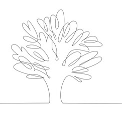 Line tree continuous vector illustration graphic on white background