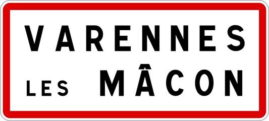 Panneau entrée ville agglomération Varennes-lès-Mâcon / Town entrance sign Varennes-lès-Mâcon