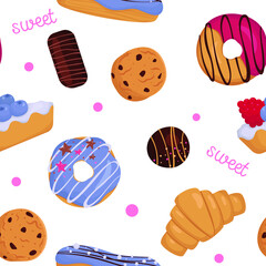 Vector pattern with sweet desserts