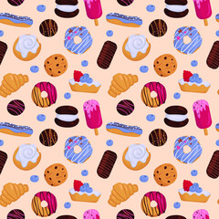Vector pattern with sweet desserts