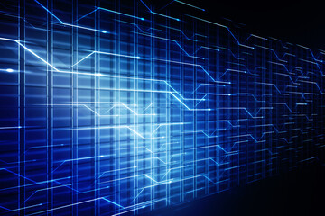 2d illustration Abstract futuristic electronic circuit technology background