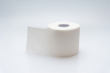 Cleanliness and hygiene toilet paper concept on white background