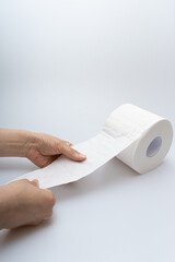 Cleanliness and hygiene toilet paper concept on white background