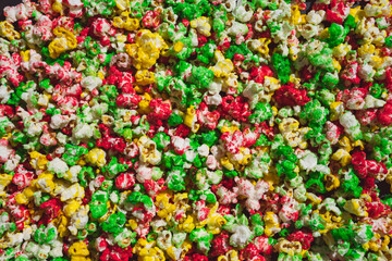 Sweet colourful popcorn texture background