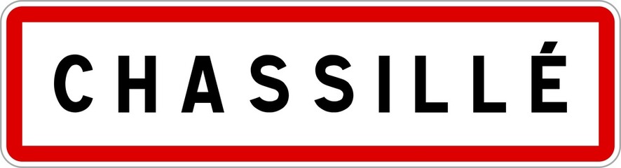 Panneau entrée ville agglomération Chassillé / Town entrance sign Chassillé