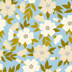 Fototapeta na wymiar Seamless background with beige flowers
