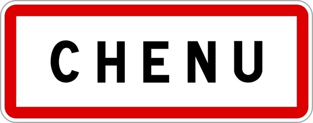 Panneau entrée ville agglomération Chenu / Town entrance sign Chenu
