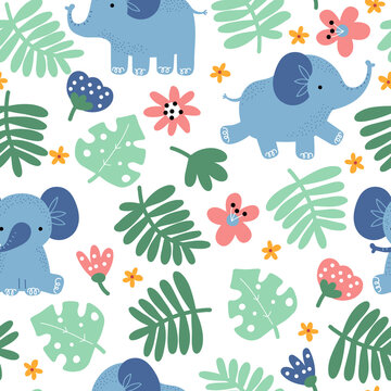 Cute elephant cartoon pattern