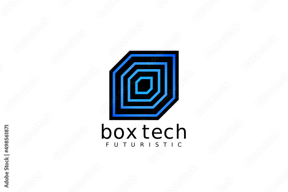 Wall mural box tech logo design