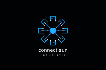 abstract future tech line logo design