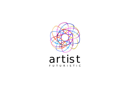 abstract tech line modern logo design