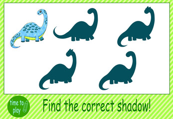 children's development tasks. find the correct shadow from the dinosaur. funny dinosaurs.