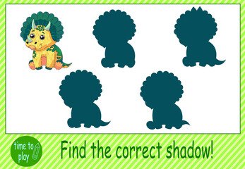 children's development tasks. find the correct shadow from the dinosaur. funny dinosaurs.