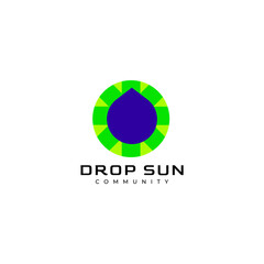flat fun drop sun dual meaning modern logo design