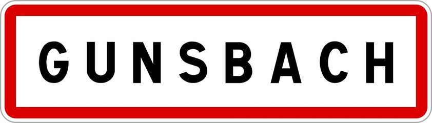 Panneau entrée ville agglomération Gunsbach / Town entrance sign Gunsbach