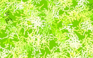 Light Green, Yellow vector doodle texture with leaves, branches.