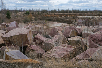 Quarry with mining and stone production.