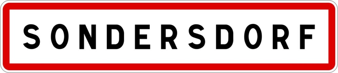 Obraz premium Panneau entrée ville agglomération Sondersdorf / Town entrance sign Sondersdorf