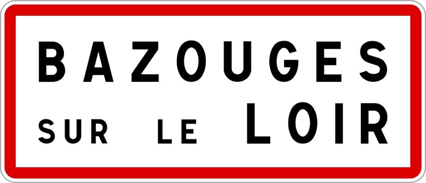 Panneau entrée ville agglomération Bazouges-sur-le-Loir / Town entrance sign Bazouges-sur-le-Loir