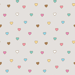Seamless Pattern with Heart Design on Light Grey Background