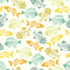 Seamless vector pattern with fish skeleton.