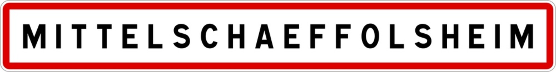 Obraz premium Panneau entrée ville agglomération Mittelschaeffolsheim / Town entrance sign Mittelschaeffolsheim