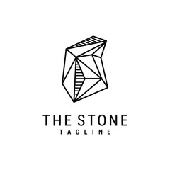 Naklejka premium Stone with line style logo design template Premium Vector